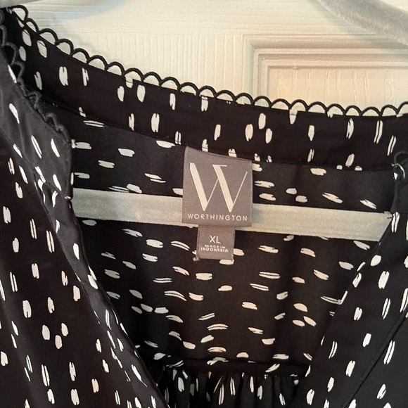 Worthington Black and White Dotted Blouse XL - Picture 2 of 3